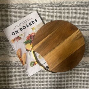 Williams Sonoma Set: On Boards Book + Round Charcuterie Board NWT